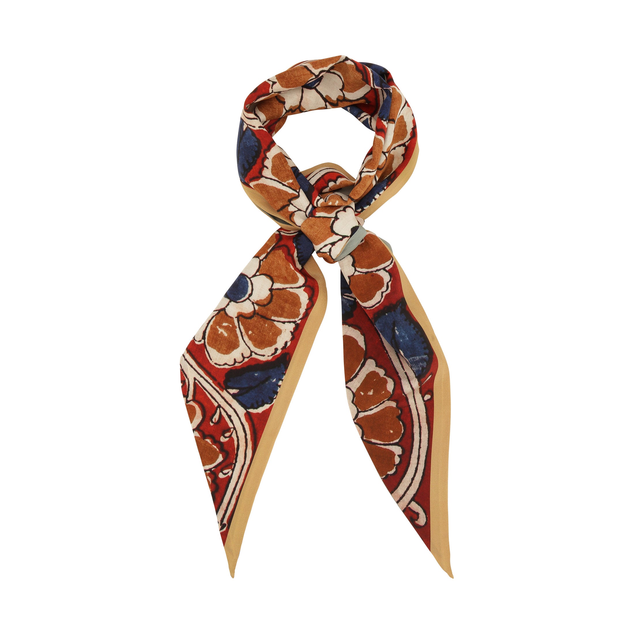 Tapis Noir Slim Flower Stripe Scarf Slim Red