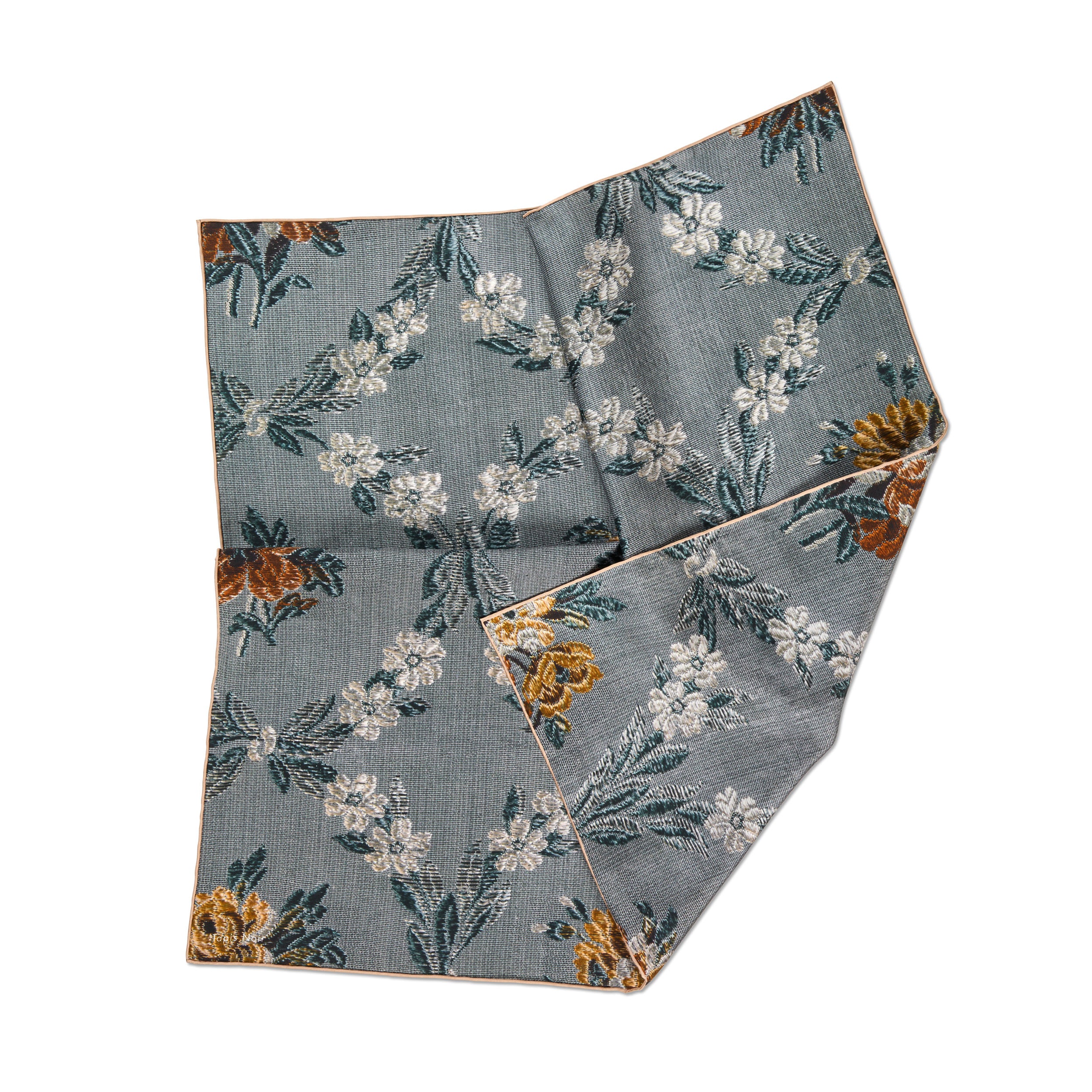 Tapis Noir Small Classical Blue Flower Scarf Small Classical Blue