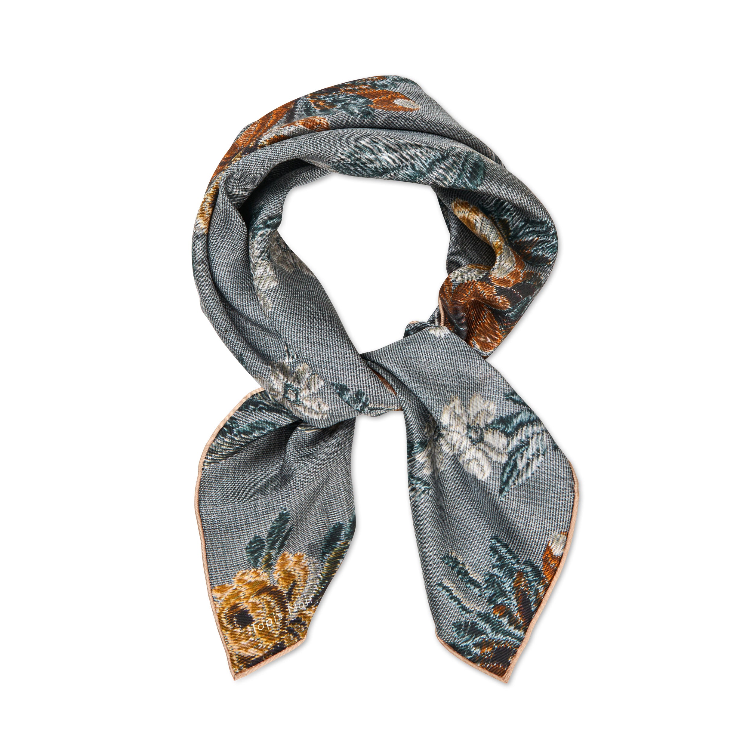 Tapis Noir Small Classical Blue Flower Scarf Small Classical Blue