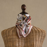 Tapis Noir Small Classical Flower Stripe Scarf Small Classical White