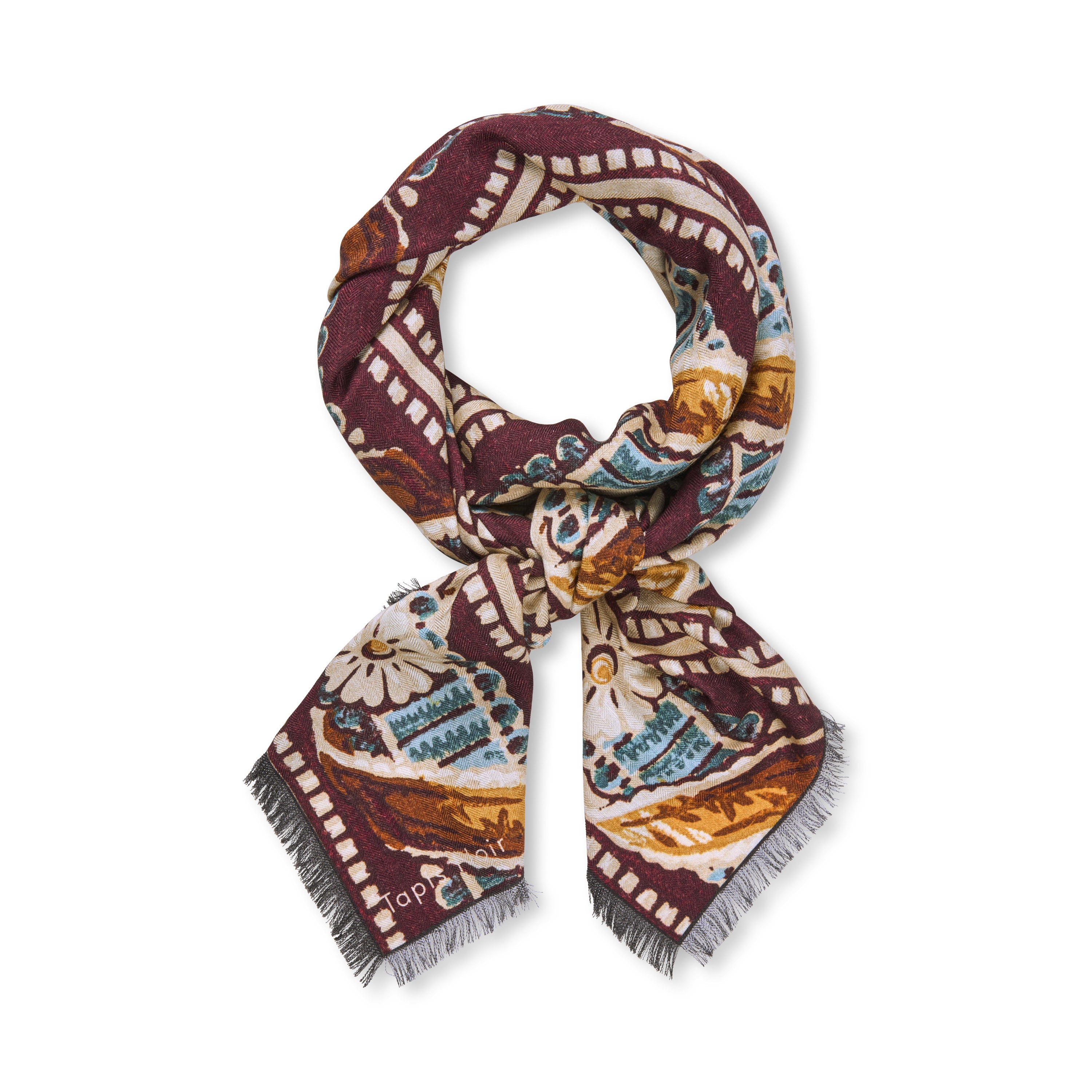 Tapis Noir Wool Large Gabby Scarf Wool Large Bordeaux